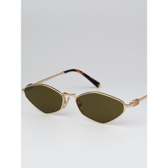 NEW Miu Miu MU56ZS 5AK09Z Gold Dark Brown Geometric Unisex Sunglasses MU 56ZS main image 11